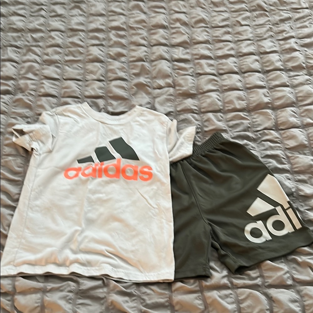 Adidas Kids' White and Gray Shorts Set